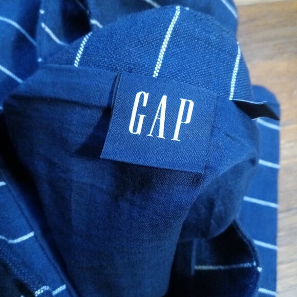 GAP plus linen cotton mini skirt in navy pinstripe (sz18) - Picture 3 of 9